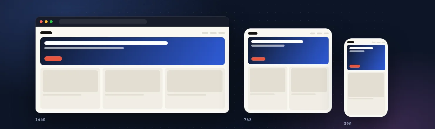 Website design shown on desktop, tablet and phone